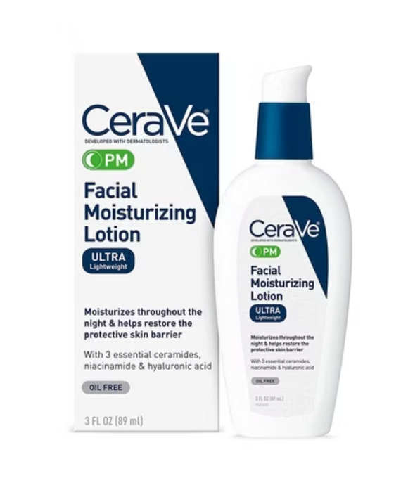 CeraVe PM Gezichtsverzorgende Lotion Nachtcrème met Hyaluronzuur en Niacinamide 3 Ounce (88ml)