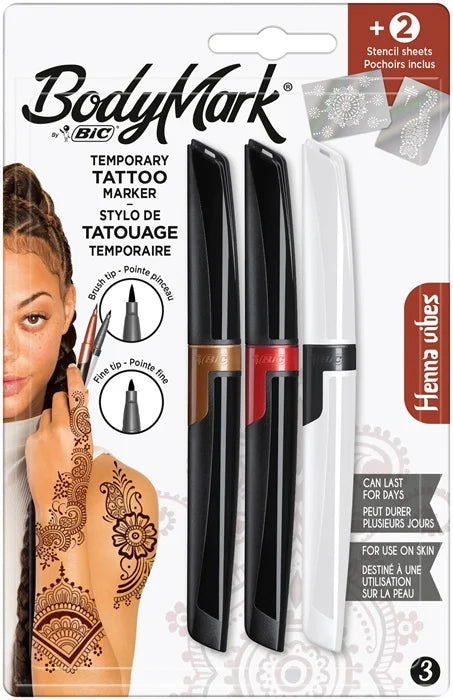Bic Bodymark Tattoo Set Henna Fine Tip
