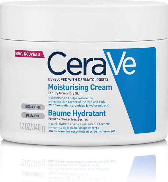 CeraVe Hydraterende Crème voor Droge tot Zeer Droge Huid met Hyaluronzuur en 3 Essentiële Ceramiden 340g