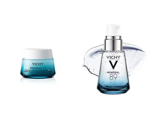 Vichy Minéral 89 Hyaluronzuur Gezichtsserum en 72u Hydraterende Rijke Crème