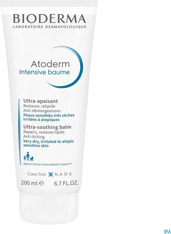 Bioderma Atoderm Intensive Balm Ultra Kalmerende Emollient Crème voor Zeer Droge Jeukende Eczema-gevoelige Huid met Ceramiden en Glycerine 200ml
