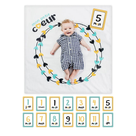 Lulujo Swaddle&Cards Mon Petit Coeur