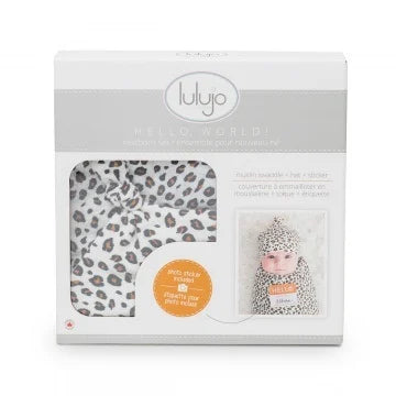 Lulujo Hello World Swaddle&Hat | Leopard