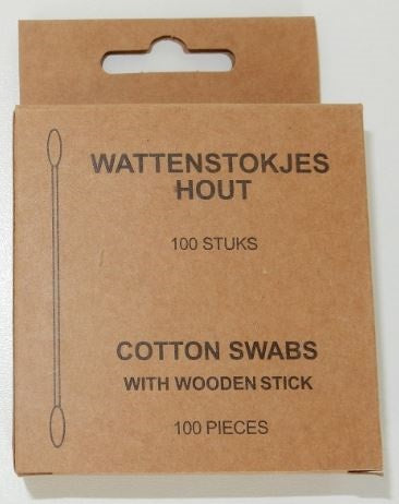 Wattenstokjes Hout 100 st Karton Doosje
