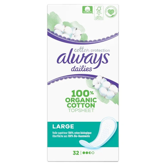 Always Dailies Inleg Bio Cotton L 33st