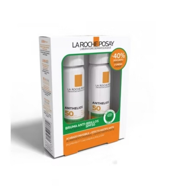 La Roche-Posay Anthelios Onzichtbare Gezichtsmist Anti-Glans SPF50 75ml - Verpakking van 2