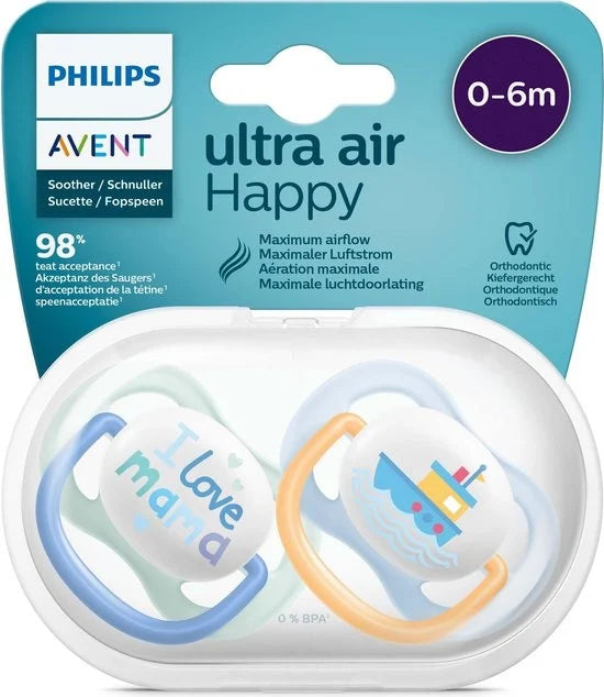 Avent Fopspeen 0-6 mnd Happy Blauw