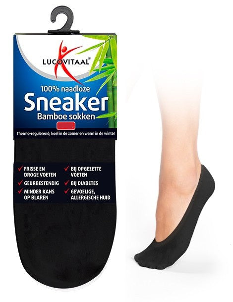 Lucovitaal Bamboe Sok Sneaker 43-46 Zwa