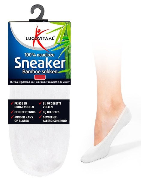 Lucovitaal Bamboe Sok Sneaker 43-46 Wit