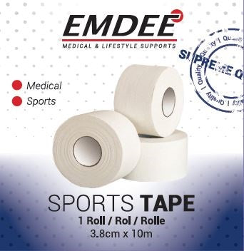Emdee Sporttape 10M X3.8Cm Single Wit